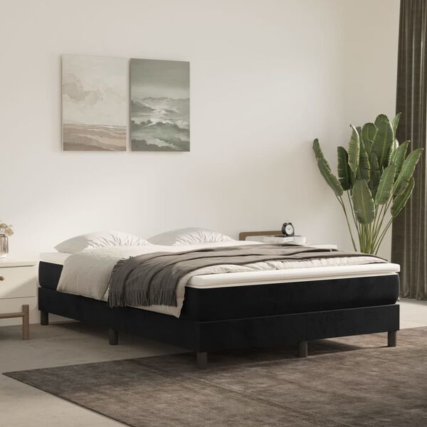 vidaXL Sommier à lattes de lit avec matelas Noir 140x190 cm Velours