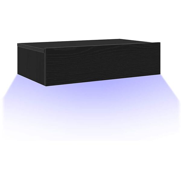 vidaXL Meuble TV avec &eacute;clairage LED Ch&ecirc;ne noir 60 x 35 x 15,5 cm