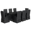 vidaXL Ensemble &agrave; manger de jardin 9pcs coussins noir r&eacute;sine tress&eacute;e