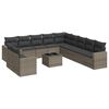vidaXL Salon de jardin avec coussins 12 pcs gris r&eacute;sine tress&eacute;e