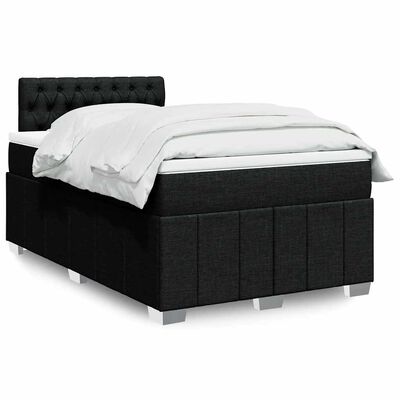 vidaXL Sommier à lattes de lit avec matelas Noir 120x200 cm Tissu