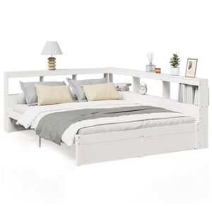 vidaXL Lit biblioth&egrave;que sans matelas blanc 140x200 cm bois pin massif