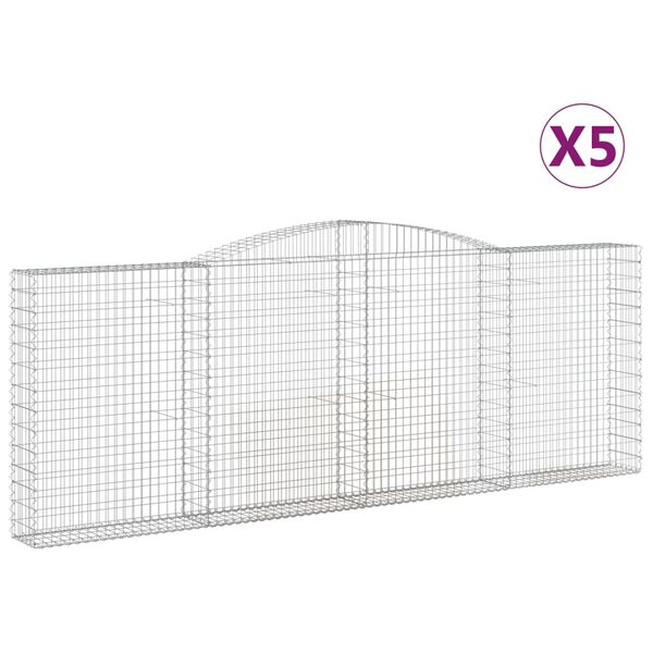 vidaXL Paniers &agrave; gabions arqu&eacute;s 5 pcs 400x30x140/160 cm Fer galvanis&eacute;