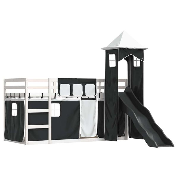 vidaXL Lit superpos&eacute; sans matelas avec toboggan blanc noir 80x200 cm