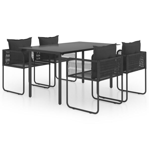 vidaXL Ensemble &agrave; manger de jardin 5 pcs PVC r&eacute;sine tress&eacute;e noir