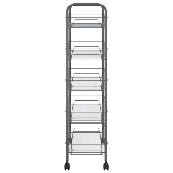 vidaXL Chariot de cuisine &agrave; 5 niveaux Gris 46x26x105 cm Fer