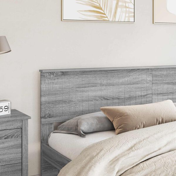 vidaXL T&ecirc;te de lit Gris Sonoma 200 cm Bois d'ing&eacute;nierie