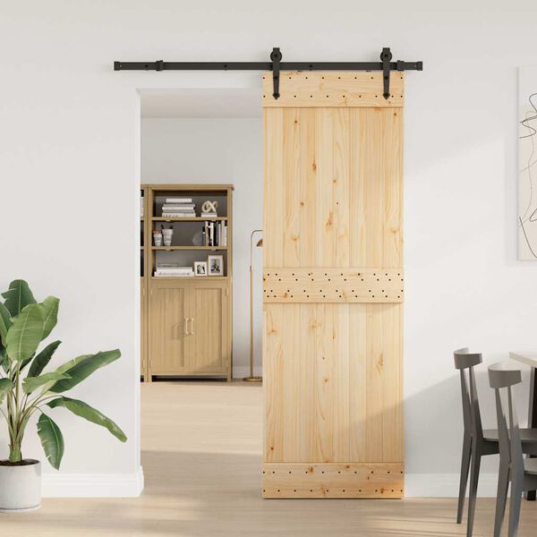 vidaXL Porte coulissante et kit de quincaillerie 80x210 cm pin massif