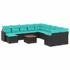 vidaXL Ensemble de canap&eacute; de jardin 12 pcs avec coussins noir r&eacute;sine tress&eacute;e