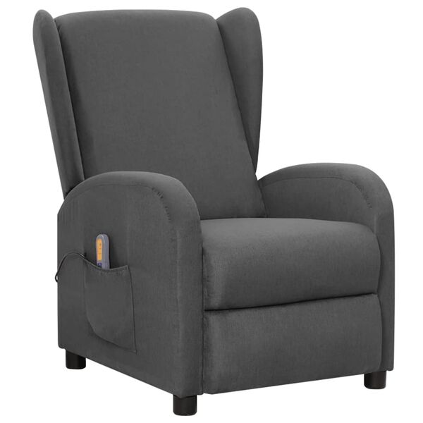 vidaXL Fauteuil de massage inclinable Gris fonc&eacute; Tissu