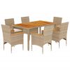 vidaXL Ensemble &agrave; manger de jardin et coussins 7pcs beige rotin acacia