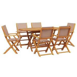 vidaXL Ensemble &agrave; manger de jardin 7 pcs taupe tissu et bois massif