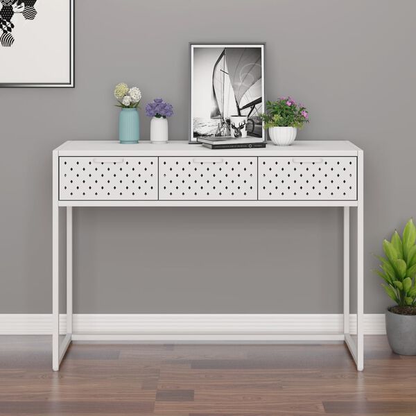 vidaXL Table console Blanc 106x35x75 cm Acier
