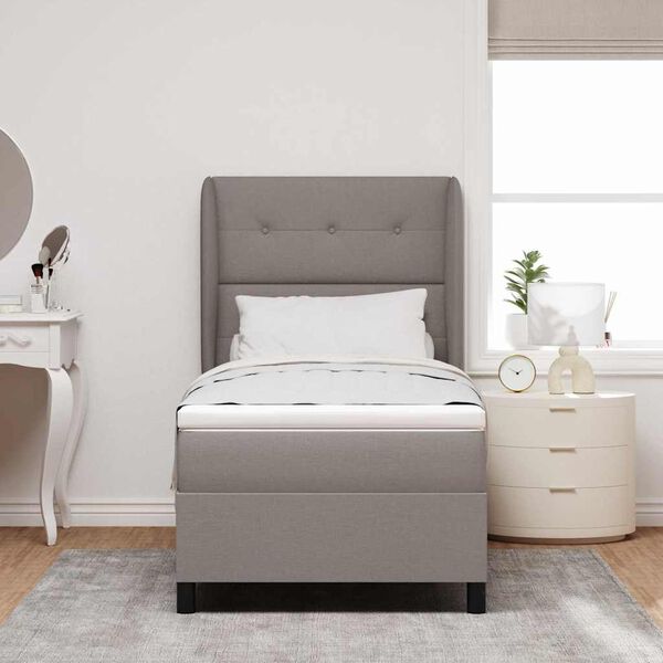 vidaXL Lit &agrave; ressorts avec matelas Taupe 90 x 200 cm tissu