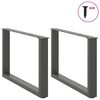 vidaXL Pieds de table basse en U 2 pi&egrave;ces Anthracite 70 x (42-43) cm Acier