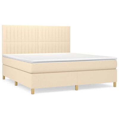 vidaXL Sommier à lattes de lit avec matelas Crème 160x200 cm Tissu