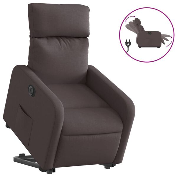 vidaXL Fauteuil inclinable &eacute;lectrique marron fonc&eacute; tissu