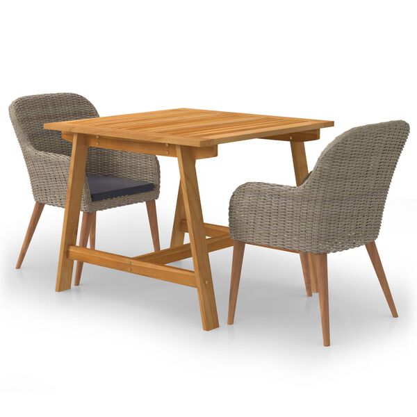 vidaXL Ensemble &agrave; manger de jardin 3 pcs Marron