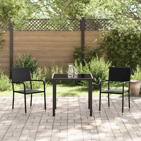 vidaXL Ensemble de salle &agrave; manger pour jardin 3 pcs Noir polyrotin