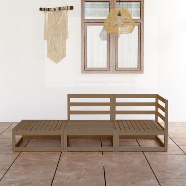vidaXL Salon de jardin 3 pcs Marron miel Bois de pin massif