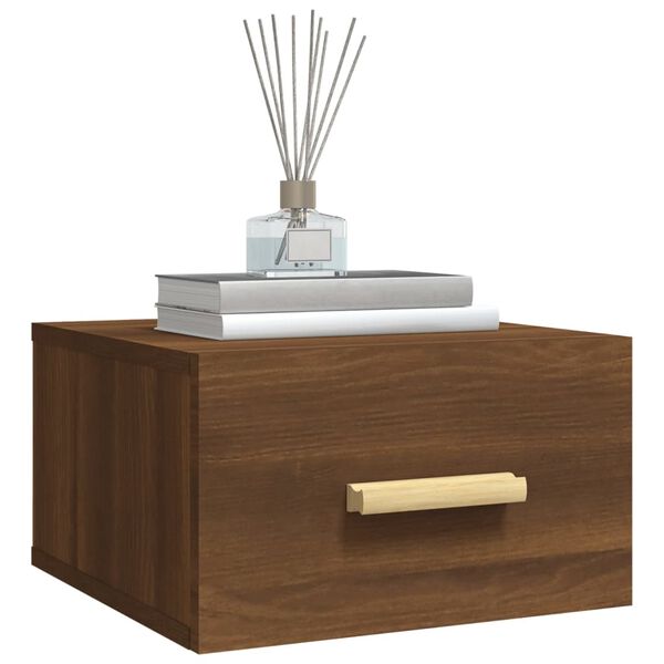 vidaXL Table de chevet murale ch&ecirc;ne marron 35x35x20 cm