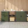 vidaXL Ensemble de rangement cuisine Autre 3 pcs Vert olive Acier