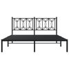 vidaXL Cadre de lit m&eacute;tal sans matelas avec t&ecirc;te de lit noir 150x200cm