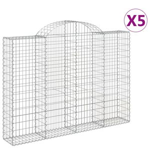 vidaXL Paniers &agrave; gabions arqu&eacute;s 5 pcs 200x30x140/160 cm Fer galvanis&eacute;