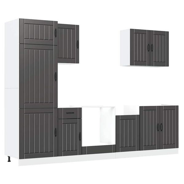 vidaXL Ensemble d'armoires de cuisine 7 pcs Lucca bois d'ing&eacute;nierie