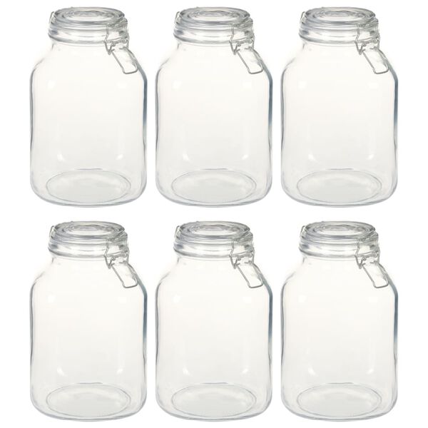 vidaXL Pots en verre avec serrure 6 pcs 3 L