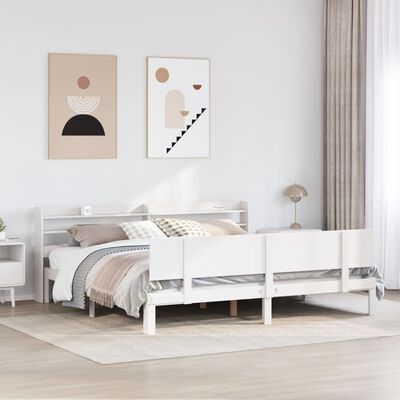 vidaXL Cadre de lit avec tête de lit sans matelas blanc 180x200 cm