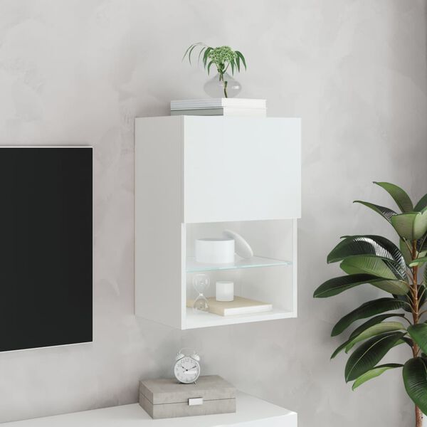 vidaXL Meuble TV avec lumi&egrave;res LED blanc 40,5x30x60 cm