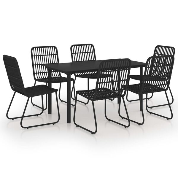 vidaXL Ensemble &agrave; manger d'ext&eacute;rieur 7 pcs r&eacute;sine tress&eacute;e et verre