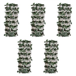 vidaXL Cl&ocirc;tures &agrave; treillis de saule 5pcs feuille artificielle 180x30cm