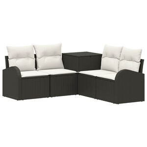 vidaXL Ensemble de Canap&eacute;s 5 pc Noir et blanc cr&egrave;me