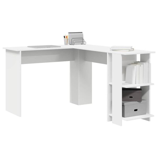 vidaXL Bureau d'angle avec rangement Blanc 140 x 113.5 x 75 cm