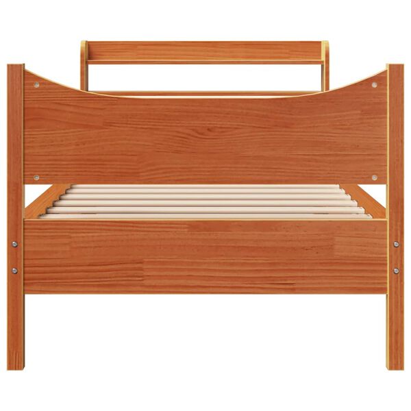 vidaXL Cadre de lit et t&ecirc;te de lit cire marron 100x200 cm bois de pin