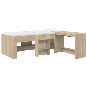 vidaXL Cadre de Lit avec Bureau 2 pc Ch&ecirc;ne Sonoma Bois d'ing&eacute;nierie