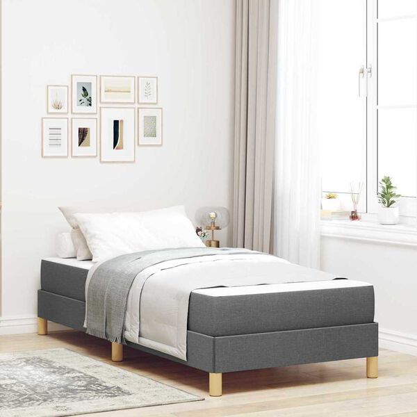 vidaXL Lit &agrave; ressorts avec matelas Gris fonc&eacute; 100 x 200 cm tissu