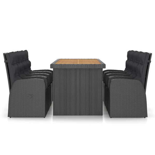 vidaXL Ensemble à manger d'extérieur 9pcs coussins résine tressée noir