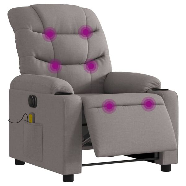 vidaXL Fauteuil de massage inclinable &eacute;lectrique Taupe Tissu