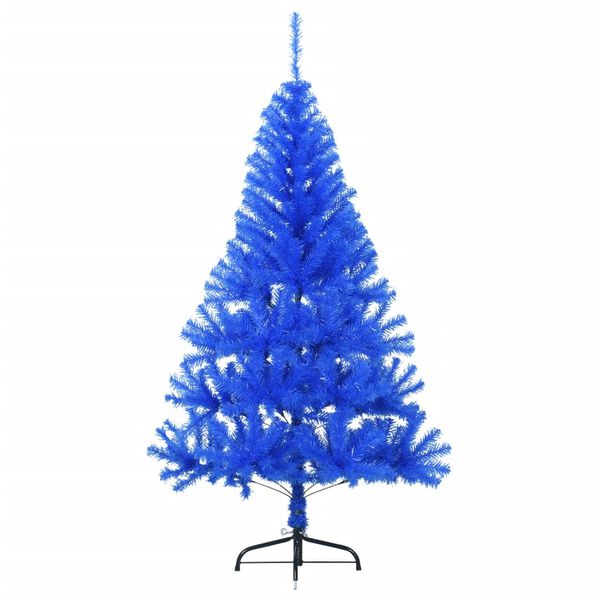vidaXL Demi sapin de No&euml;l artificiel avec support Bleu 120 cm PVC