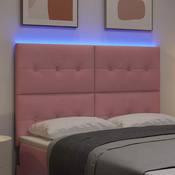 vidaXL T&ecirc;te de lit LED avec des lumi&egrave;res &agrave; LED Rose 160 cm Polyester