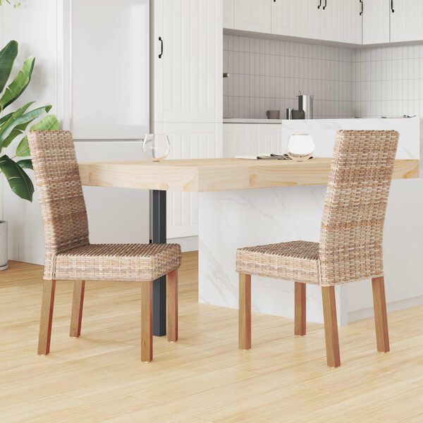 vidaXL Chaise de salle &agrave; manger 2 pcs Naturel 45 x 54 x 93 cm