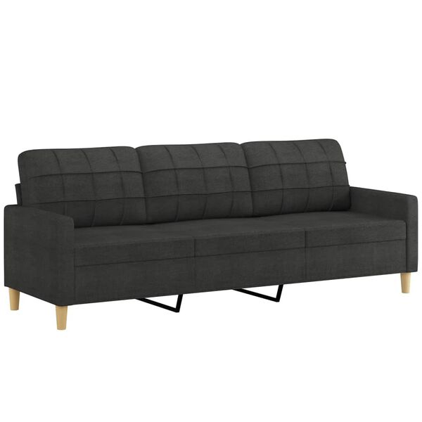 vidaXL Canap&eacute; &agrave; 3 places Noir 210 cm Tissu