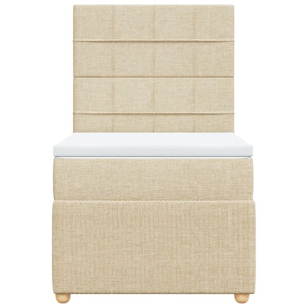 vidaXL Sommier &agrave; lattes de lit avec matelas Cr&egrave;me 100x200 cm Tissu