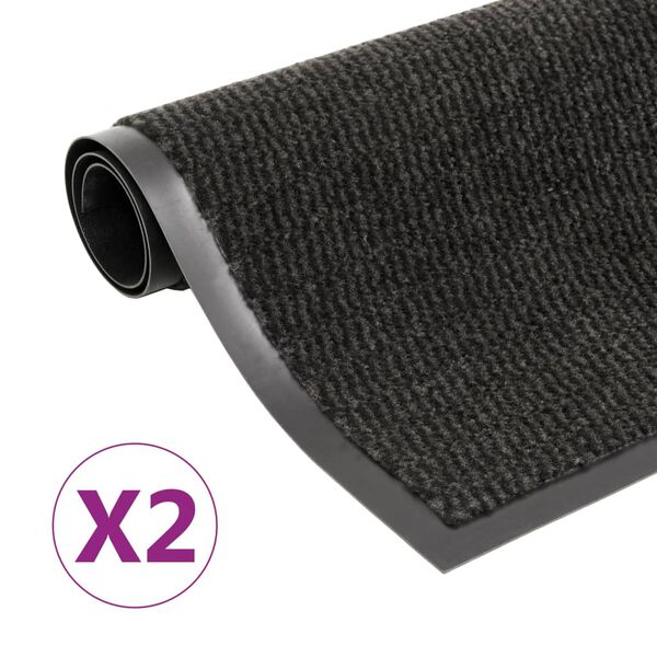 vidaXL Paillassons rectangulaires 2 pcs 120 x 180 cm Noir