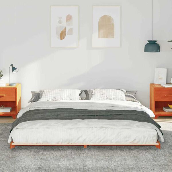 vidaXL Cadre de lit sur&eacute;lev&eacute; Marron cire 200 x 200 cm