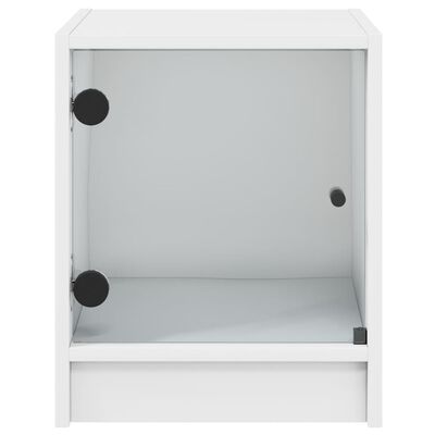 vidaXL Tables de chevet avec portes en verre 2 pcs blanc 35x37x42 cm