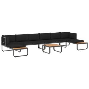 vidaXL Canap&eacute; d'angle de jardin &agrave; 5 places avec coussins Aluminium WPC